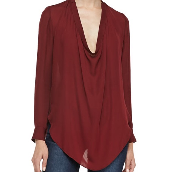 Haute Hippie Tops - Haute Hippie Burgundy silk blouse